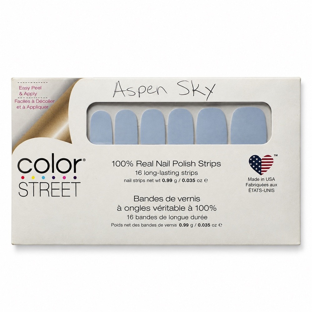 Color Street Aspen Sky Light Blue Nail Polish Strips 16 Count New Sealed